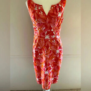Orange and White V-Neck Peplum Midi Dress for Weddings